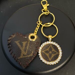 Luxury, repurposed keychain, NEW, Handmade, Hand Stitched
